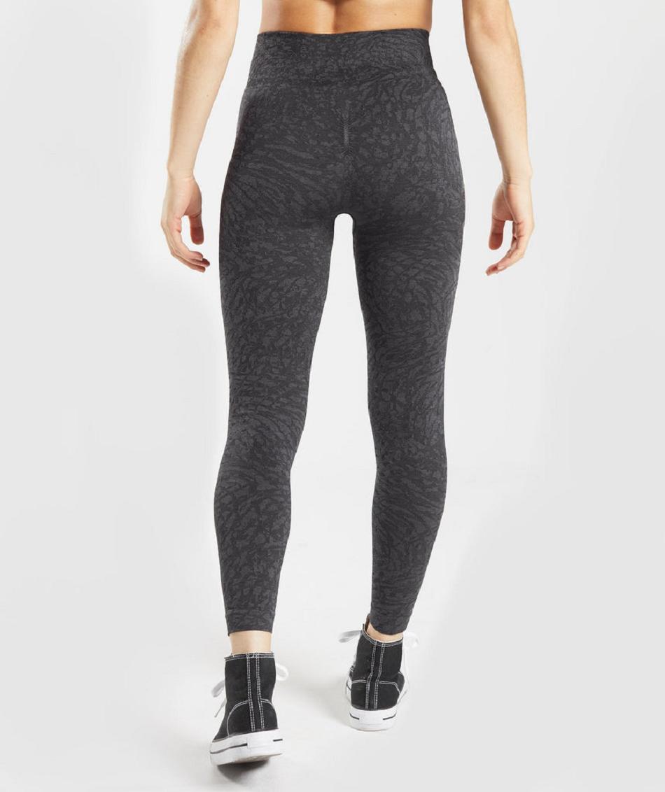 Legginsy Damskie Gymshark Adapt Animal Seamless Czarne | PL 2202YXF